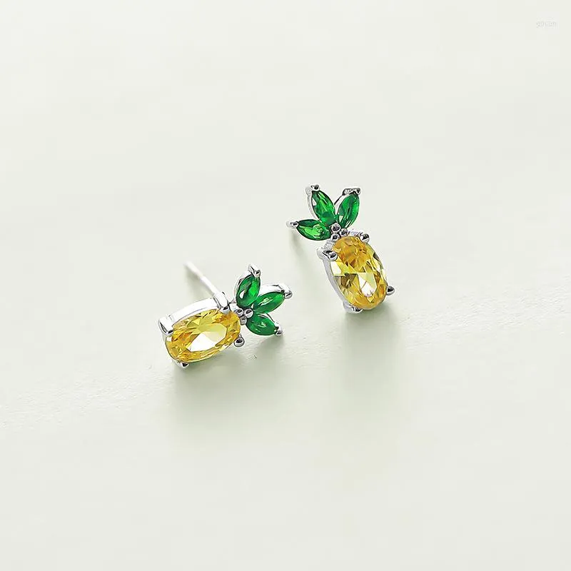 Boucles d'oreilles 925 argent sterling cristal ananas ananas