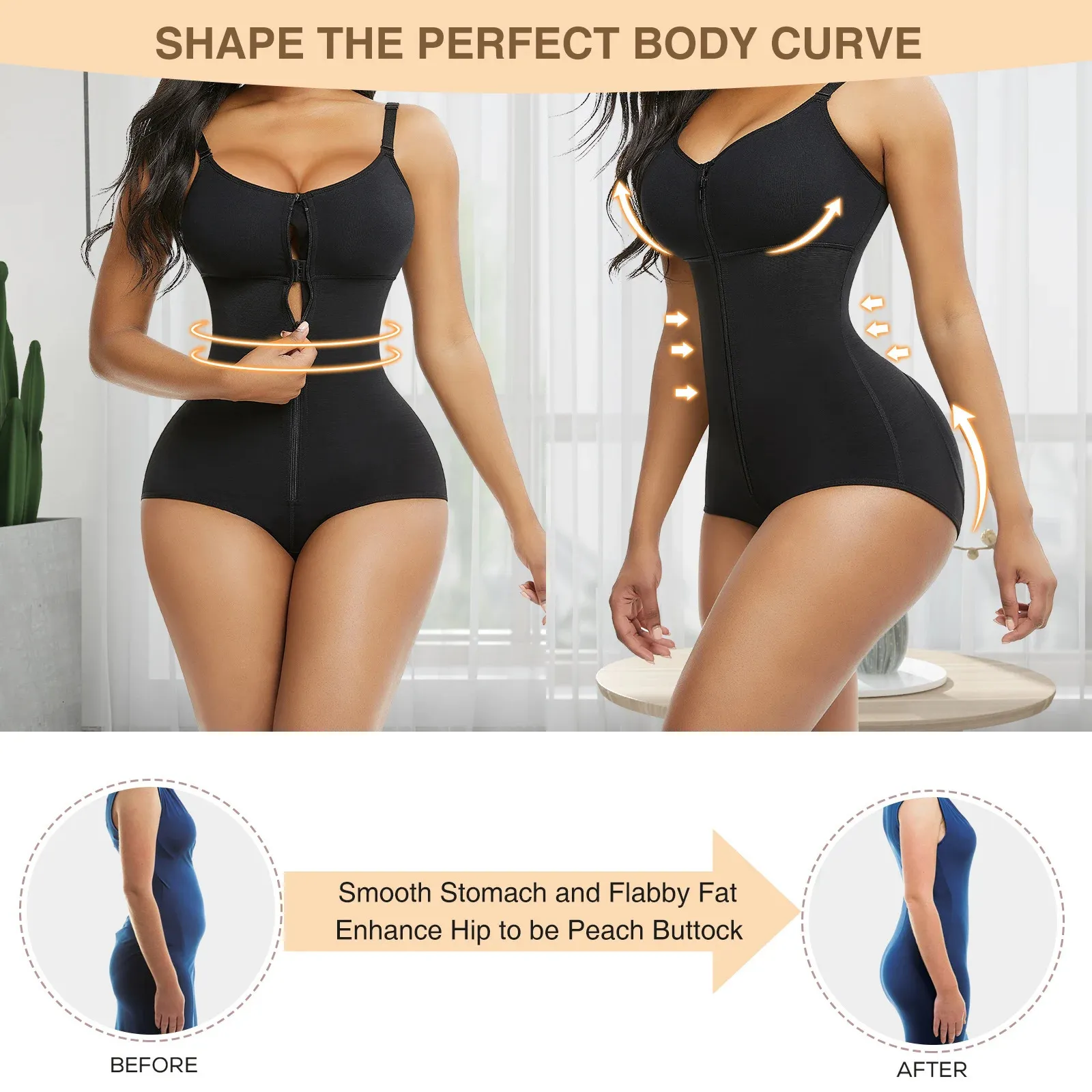 Waist Tummy Shaper Womens Slimming Underwear Bodysuit Corset Body Shaper  Waist Shaper Shapewear Woman Post Slimming Zip Hook Stage 3Fajas 231122  From 22,33 €