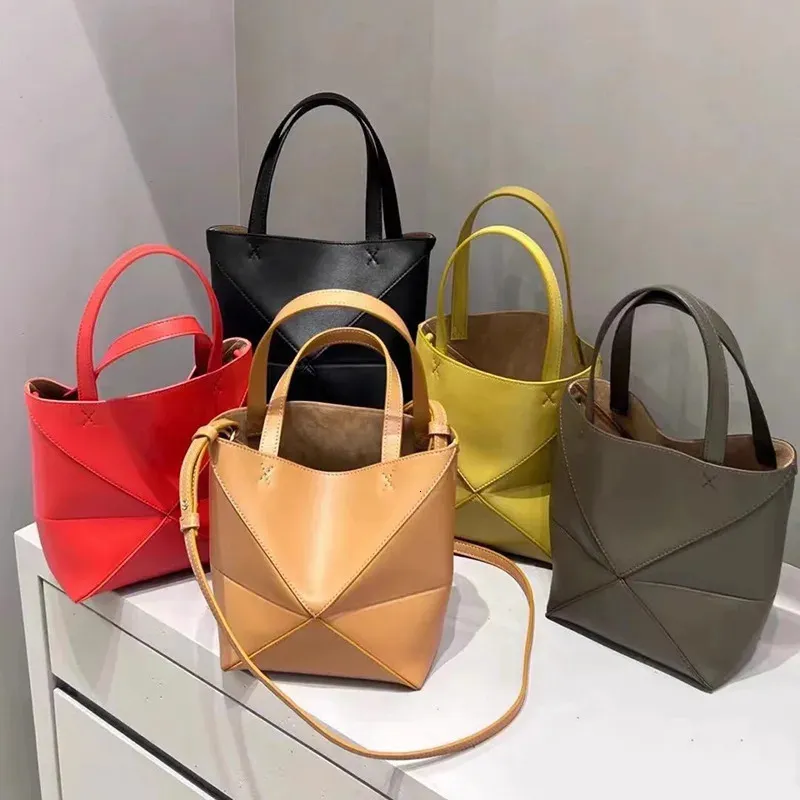 Evening Bags 2024 Puzzle Fold Deformable Folding Geometry Bag Leather Handheld Crossbody High Capacity Tote for Women Designer Purses 231123