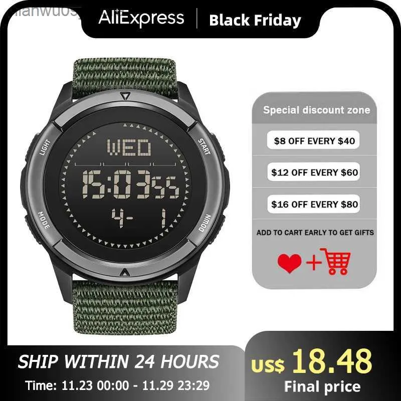 Wristwatches NORTH EDGE ALPS Men's Digital Carbon fiber Watch Shock Militray Sports Super Light Outdoor Compass Waterproof 50M WristwatchesQ231123