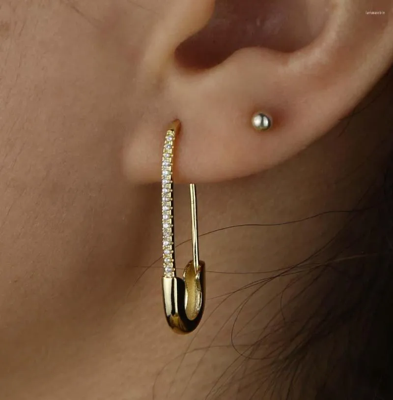 Hoop oorbellen arriveerden kleine schattige gotische gouden kleur cz verharde veiligheidspen lange stud ear threader mode sieraden voortreffelijk