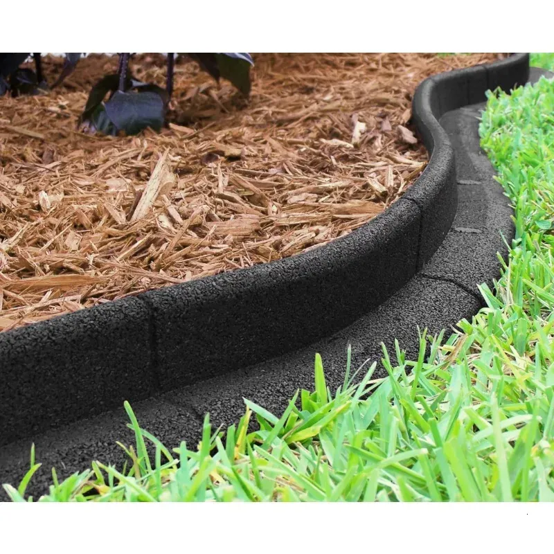 Pacote de decorações de jardim 6 borda ecológica 3 "x 48" borracha preta sem escavação paisagem borda de jardim decoração de jardim ao ar livre 231122