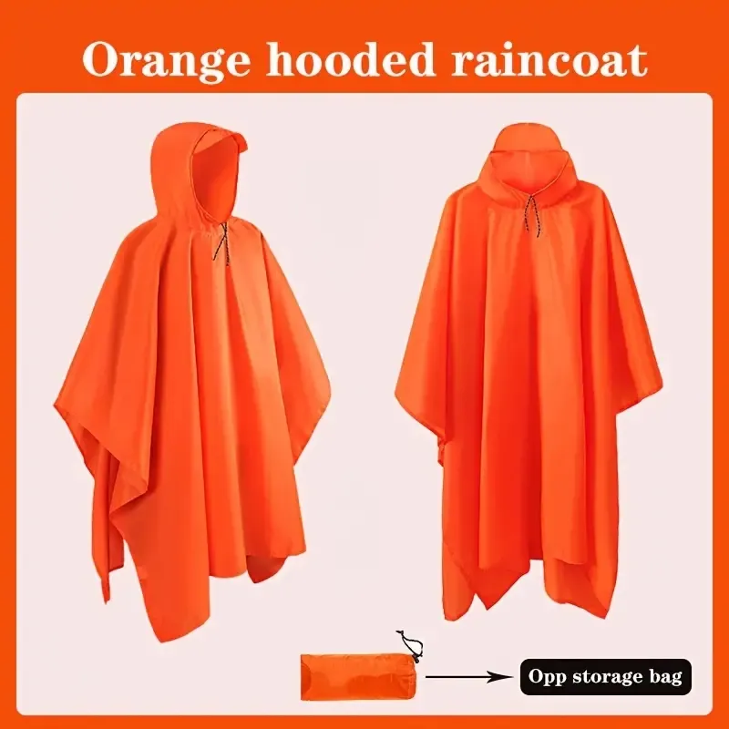 Poncho de pluie à capuche 1 pièce, veste imperméable imperméable, Poncho militaire pour activités de plein air Camping pêche