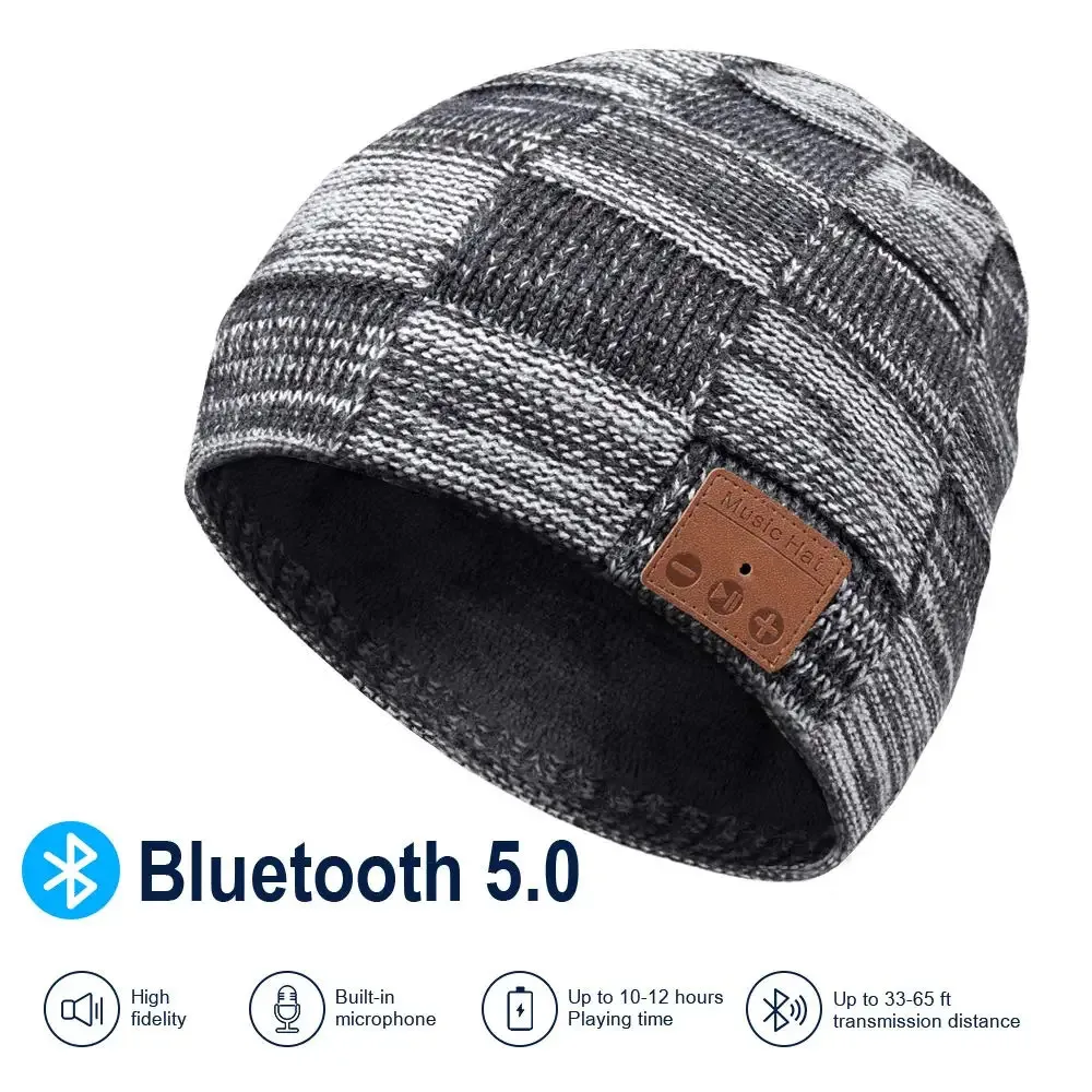 BeanieSkull Caps Bluetoothkompatible V50 Beanie Mütze Drahtlose Kopfhörer Kopfhörer HD Stereo Sers Eingebautes Mikrofon Elektronische Geschenke 231123