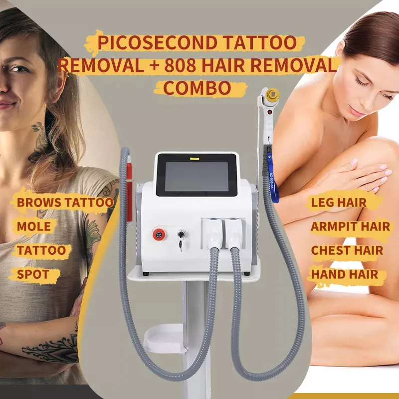 2024 Mais novo 808nm Diodo Laser Permanente Cabelo Remover Depilação de Ponto de Gelo Nd Yag Pico Tatuagem Remover Sarda Eliminação de Salpicos 2 em 1 Dispositivo Portátil