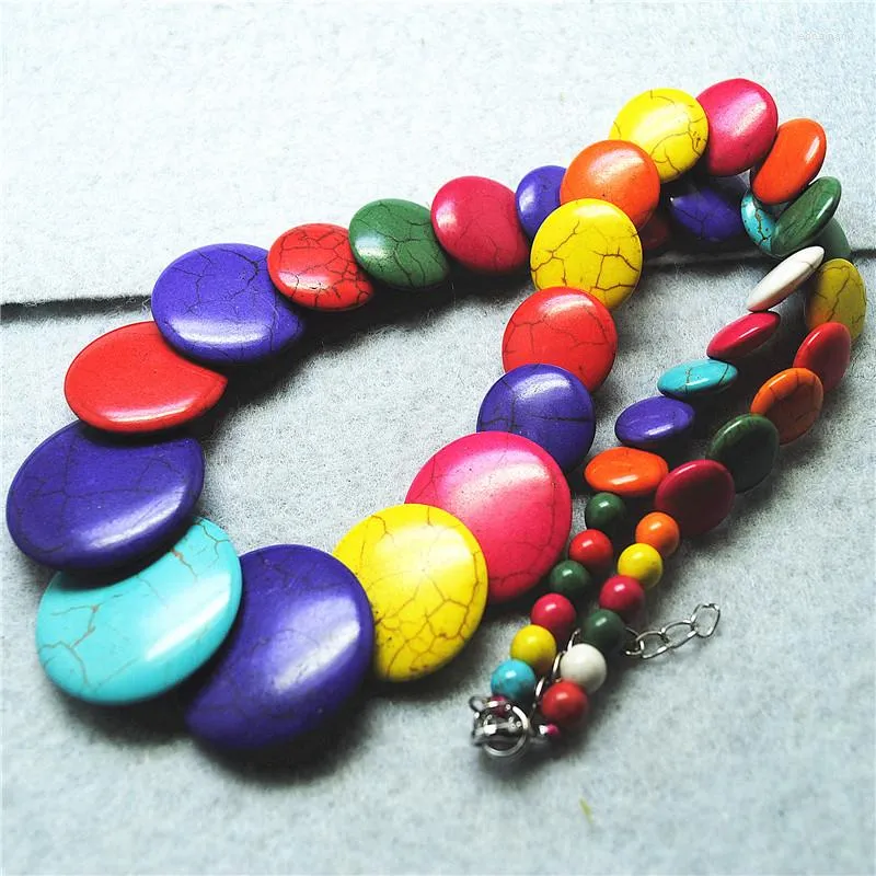 Chains 1PC Multi Color Of Howlite Necklace Bright Women Choken All With Nice For Party Wearring 50CM Length Turquoise Stone Free Ships