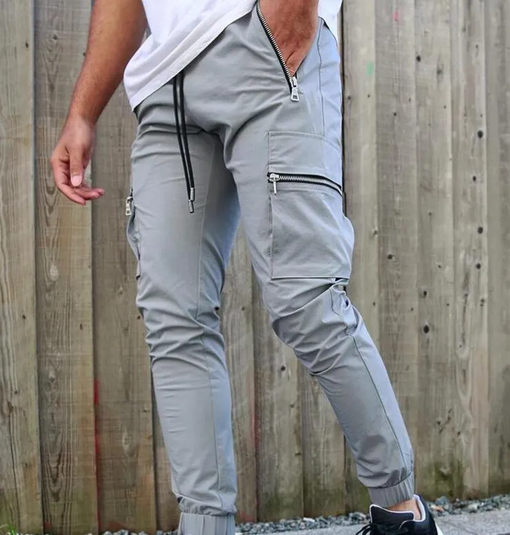 Pantaloni da uomo nuovi Moda Multi Pocket Cargo Streetwear Hip Hop Pantaloni elastici in vita Harem alla caviglia Baggy uomo