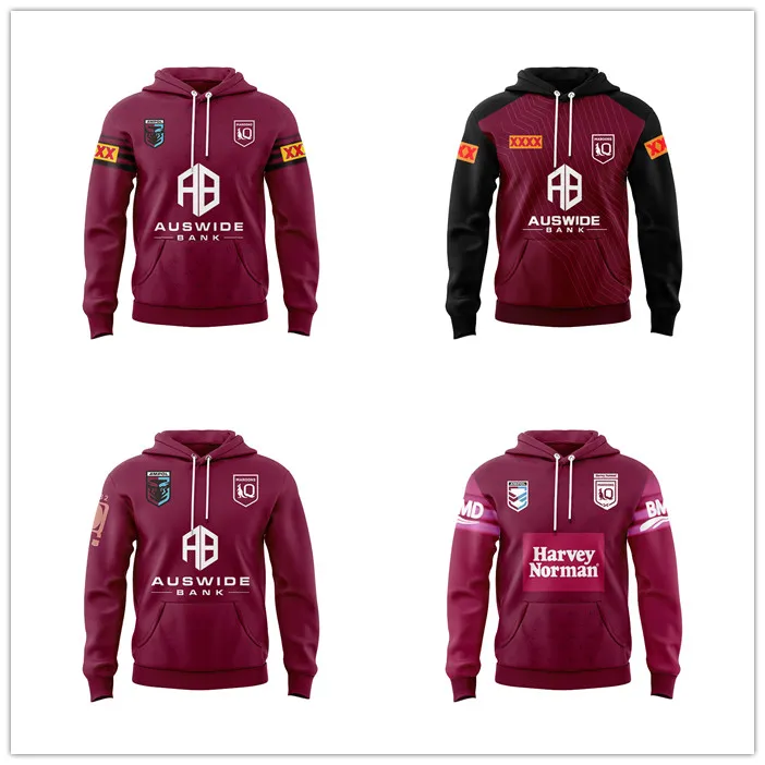 2023 2024 New QLD Maroons Rugby Hoody Mens Sportwear Pullover Outdoor