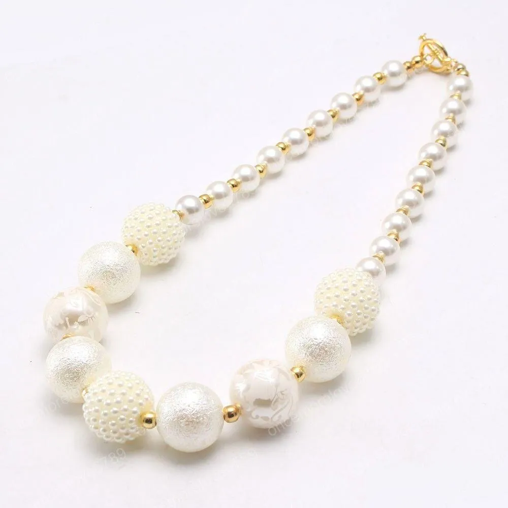 Pendant Necklaces Fashion White Pearls Beads Necklace Girls Jewelry Baby Chunky Bubblegum Handmade Choker For Children Drop Delivery J Dhtis