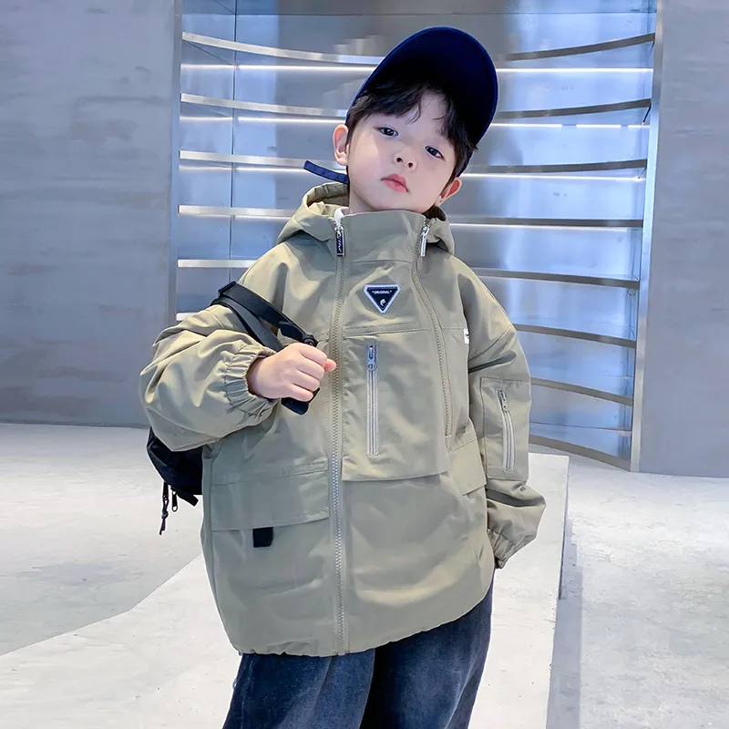 소년 두꺼운 후드 재킷 겨울 2023 새로운 어린이 착용 남성용 중형 어린이 마모