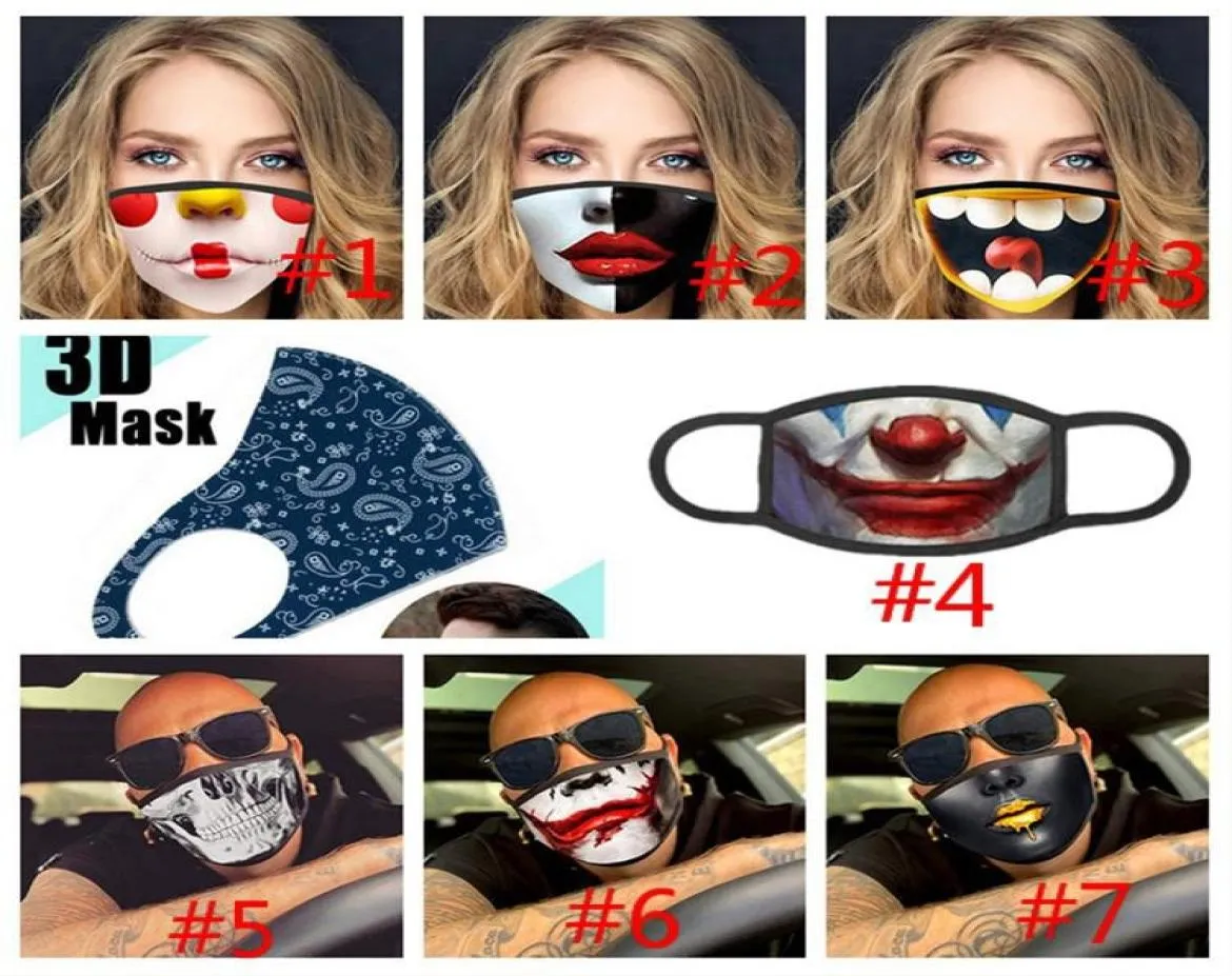 Funny Clowns Mask Printing Mascarillas Cotton Fashion Pop Mouth Cloth Mask Magic Reusable Adult Face Mask Funny Carnival AntiDust1823343