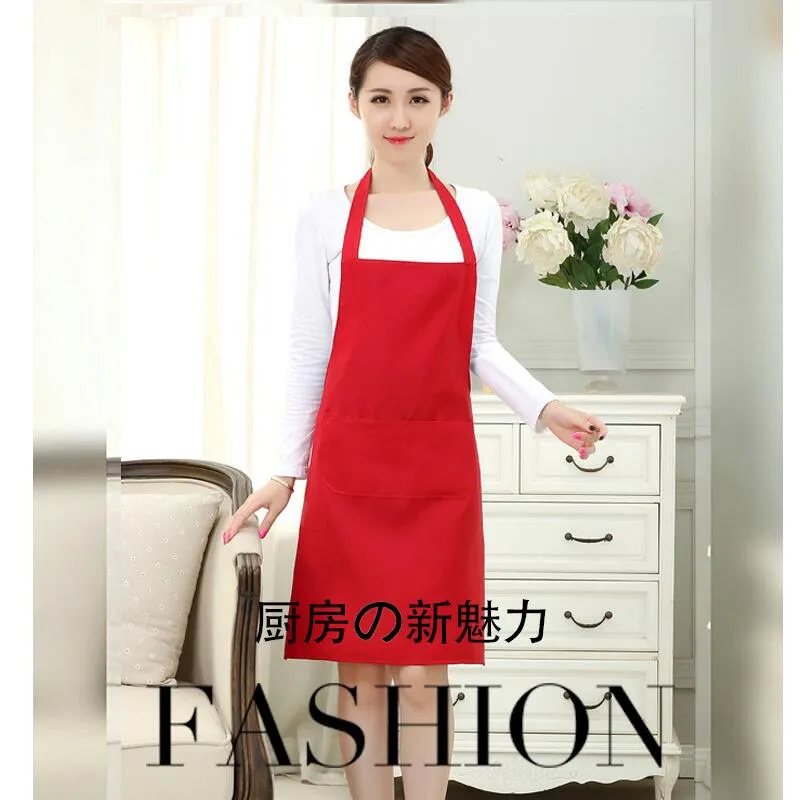Plain Apron Aprons W Front Pocket Bib Kitchen Cooking Craft Chef