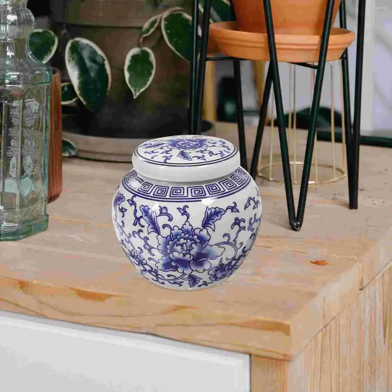 Bouteilles de rangement en céramique bleu Vase en porcelaine blanc thé cuisine cartouche théière pott commode des bocaux en céramique