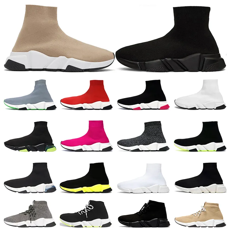 디자이너 니트 양말 신발 속도 1.0 플랫폼 트레이너 트리플러의 블랙 화이트 파리 남성 여성 슬립 온 클래식 로퍼 DHGATES 병 러너 스니커 36-45