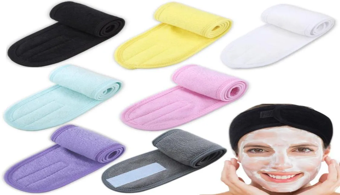 Faux Cils Extension Réglable Hairband Spa Bain Douche Wrap Tête Tissu Éponge Avec Bande Magique Cosmétique Femmes Maquillage Accesso6899178