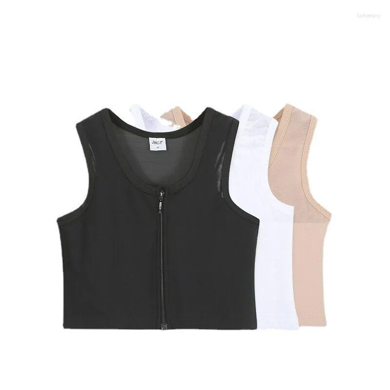 Kvinnors Shapers Central Zipper Chest Binder Front Bandage Breast FTM Trans Tomboy Les BH för kvinnor