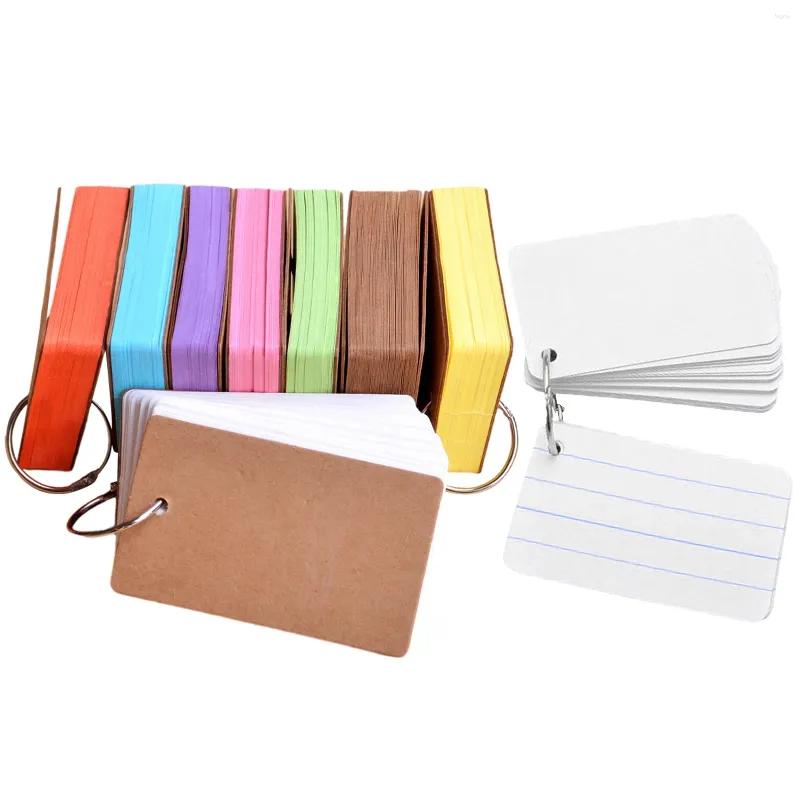Pacote de cartões flash vocabulário papel portátil notecards casa studyeasy flip suave escrita metal fichário anéis revisão
