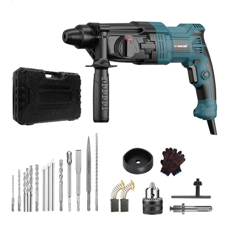 Electric Hammer 800W Liten Rotary Electric Hammer Drill Multifunktion Electric Pick Impact Borr Betong Hammer Drill Machine Perforator Set 231123