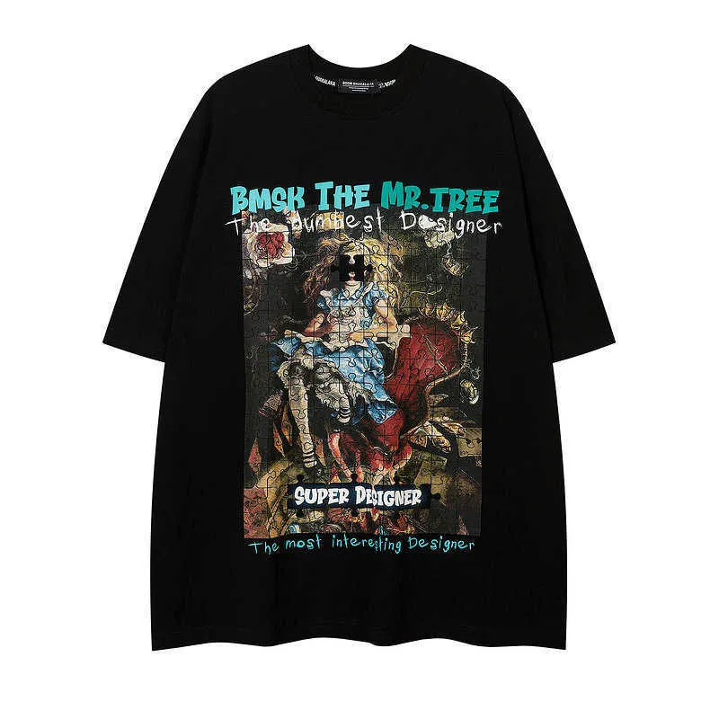 Män och kvinnor t-shirtSoverSize Loose Hip Hop Short Sleeve T-shirt Men trend personlighet Dark Funeral Print Half Sleeve