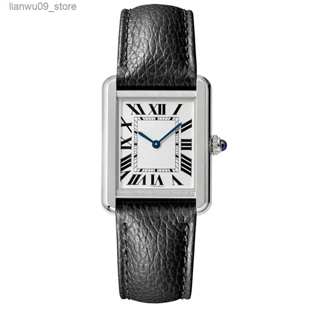 Wristwatches New Original Women Watch Watch New Quartz Watch Men Men Reloj Mujer Fashion Square Leather Wristwatch Lady Clock Luxury Brand Tankq231123