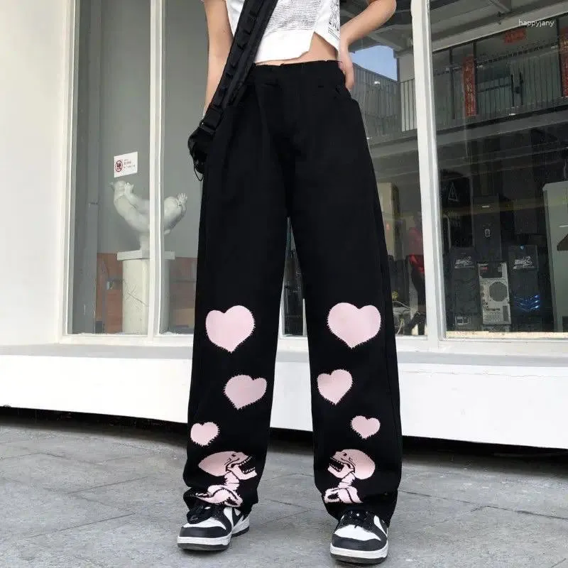 Pantaloni da donna Hip Hop Moda Donna Teschi Stampa Dritto Primavera Autunno Vita alta Streetwear Pantaloni larghi oversize larghi casual