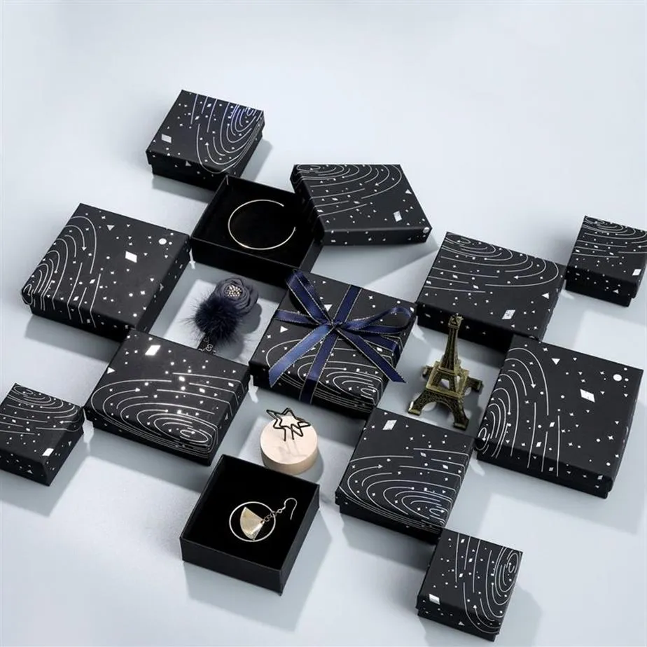 Simple SevenWandering Earth Black Jewelry Box Solar System Ring