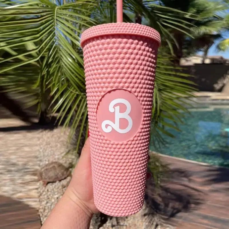 710ML Large Capacity Coffee Cup Straw Summer Cold Water Cup With Lid Reusable Cups Plastic Coffee Tumbler Matte Finish Mug Gift With Original Logo