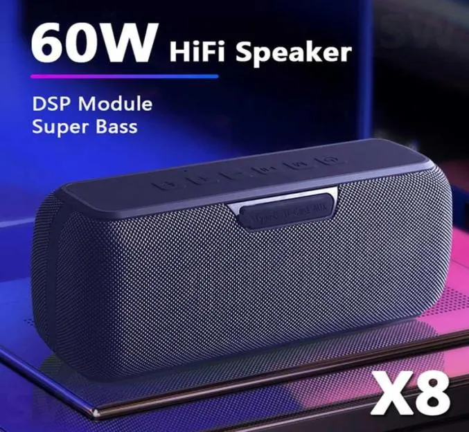 High Power 60W Bluetooth Högtalare Portable Column Wireless Speaker Waterproof Subwoofer Music Center med Voice Assistant 6600mAh6716203