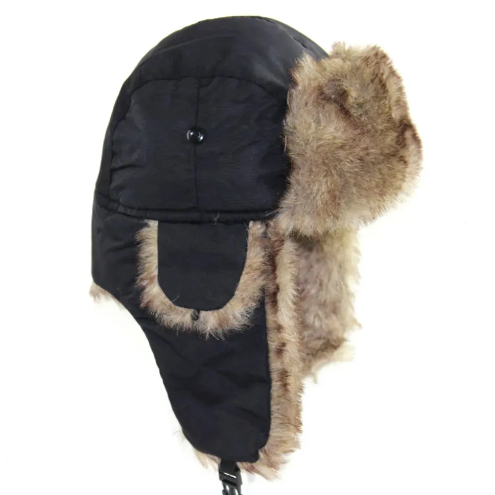 Шапки-ловушки, зимняя шапка, сохраняющая тепло, унисекс, солдатская ушанка, русская лыжная меховая модная модная шапка из искусственного меха 231122