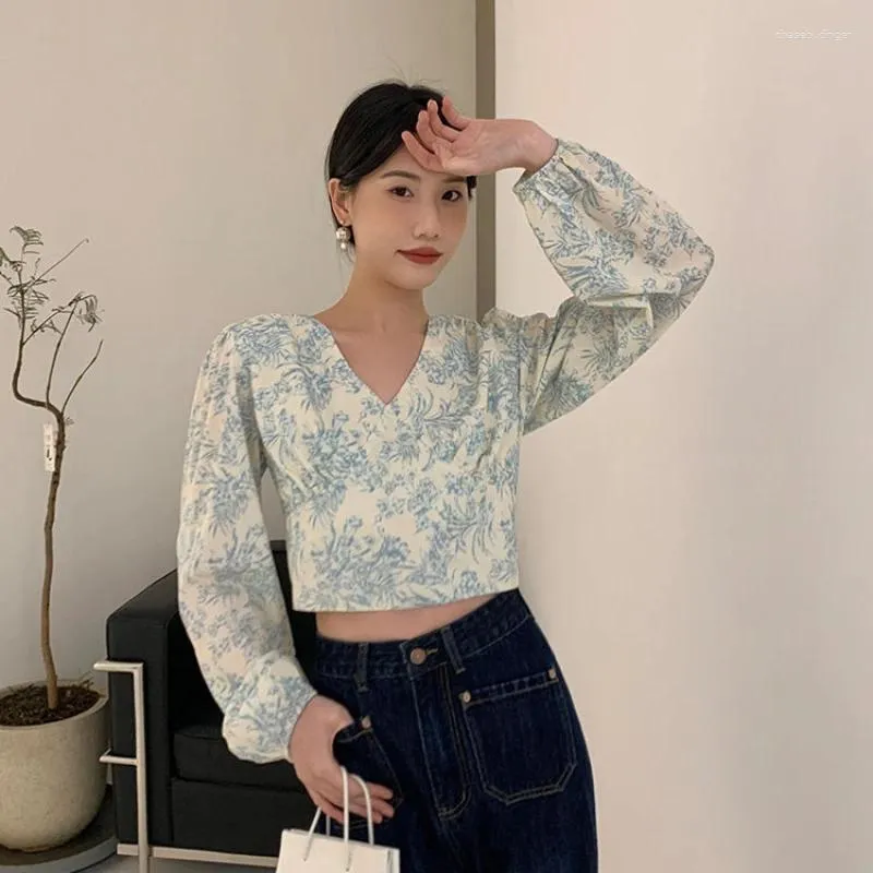 Camicette da donna Camicie Donna Floreale Elegante Per il tempo libero Scollo a V Backless Fashion Design Stile coreano Y2k Chic Primavera Crop Top