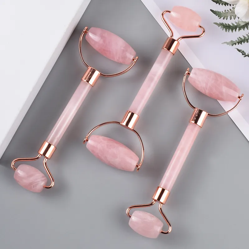 Natural Jade Stone Rose Quartz Roller Face Massager Beauty Skin Care Crystal Neck Skin Care Gouache Lift Body Facial Massage Anti Wrinkle Health Care Tool