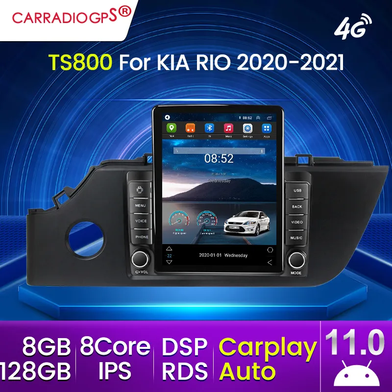 128G CAR DVD Radio Android Multimedia Player för Kia Rio 4 IV FB X-Line 3 2020-2021 2 DIN GPS Navigation Stereo Carplay Auto 2Din