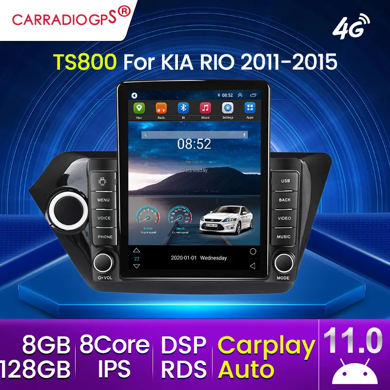 KIA RIO 2011-2015 128G Android 11 RDS DSP 4G LTE 자동차 DVD 멀티미디어 자동차 오디오 자동차 라디오 멀티미디어 비디오 플레이어
