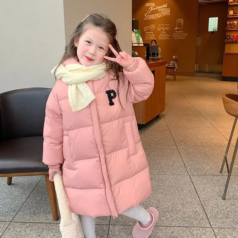 Clothing Sets 2023 Winter Hooded Girls Coat Fashion Kids Down Cotton Outerwear Solid Color Teens Boy Long Parka For 312 Years XMP213 231123