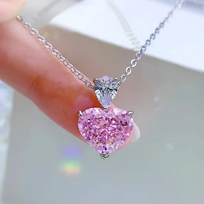 Collana Cuore Rosso In Argento 925 Con Zircone Cubico – Ciondolo Amore Per Donna – Placcata Oro O Platino – Regalo San Valentino, Compleanno, Anniversario