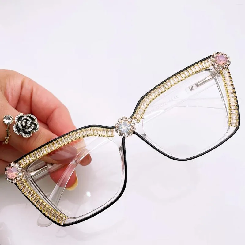 선글라스 패션 레이디 독특한 수제 대형 다이아몬드 태양 안경 여성 디자인 모조 다이아몬드 그늘 Gafas de Sol