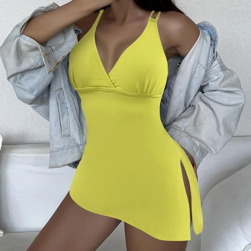 Casual Dresses Women 2023 Mujer Solid Swimsuit Eye-catching Wear Resistant Polyester Crossover Skirt Bathing Suit For Lady