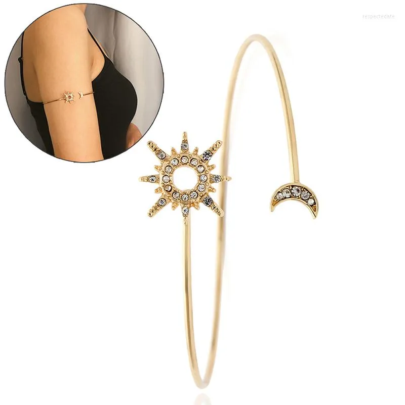 Bangle Fashion Zirkon Rhinestone Star Moon Open bovenarm manchet armbanden armbanden voor vrouwen verstelbare geometrische sieradencadeau