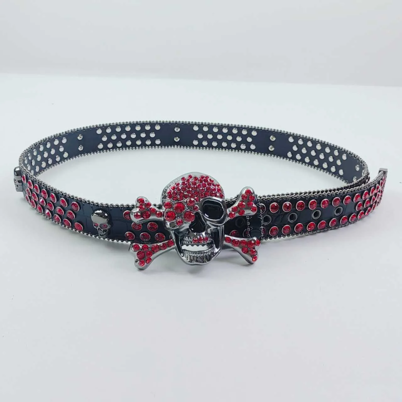 Diamond Skull Fashion Belt - Unisex PU Leather Belt with 