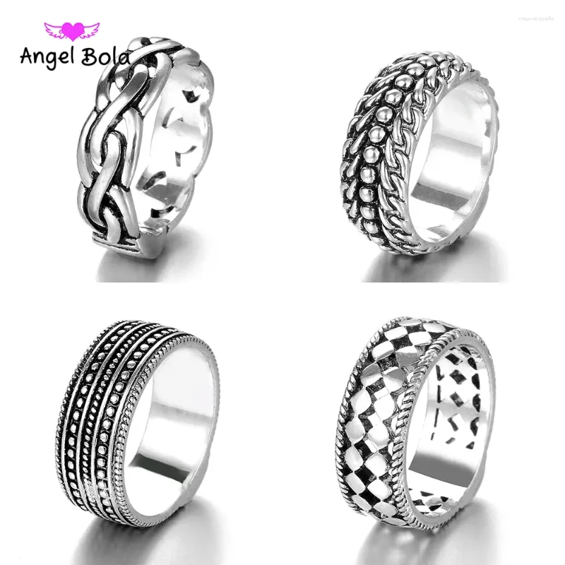 Bagues de cluster Punk Arrivée Antique Argent Couleur Signet Bouddha Bague Hommes Sculpté Vintage Mâle Bijoux Cool Cadeaux Uniques Goutte