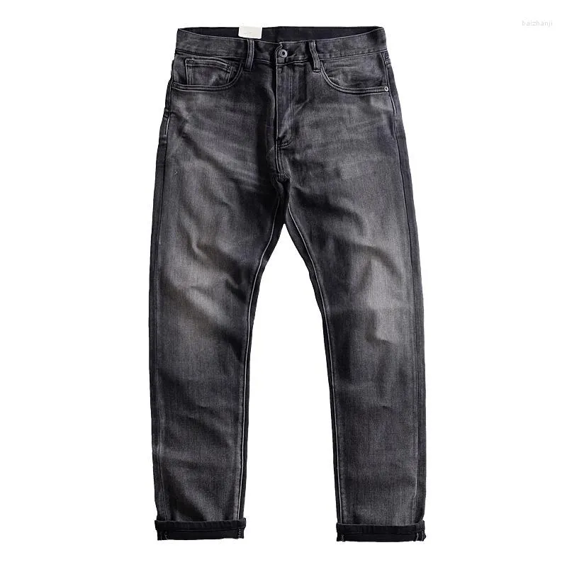 Jeans masculinos Tide masculino Micro elástico Lavagem de areia reta Pontas casuais