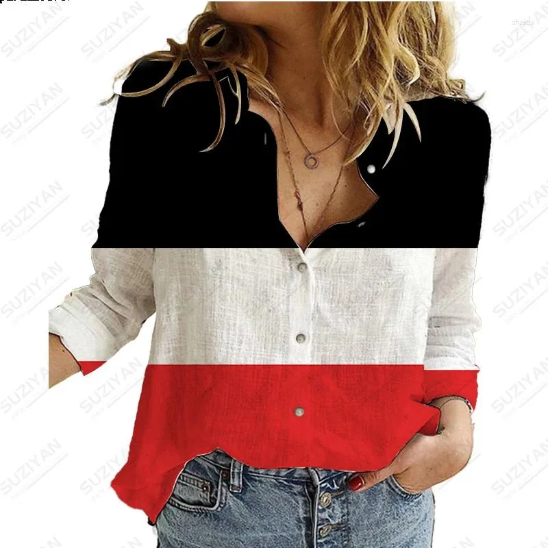 Women's Blouses Spring/Summer Long Shirt Stripe Plaid 3D Printing Selling Polo Button Unisex Casual Style Top Cardigan