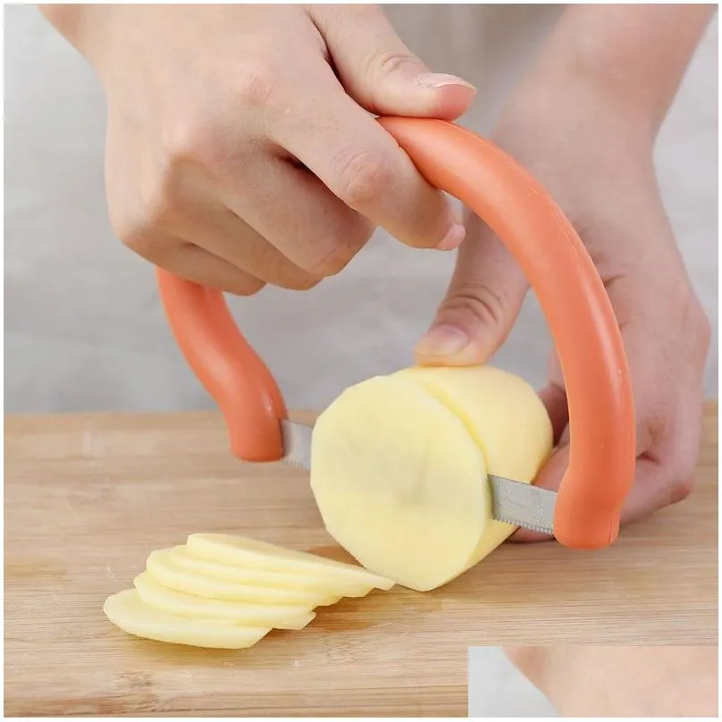 Fruit Slicer Handheld Salad Tool Portable Creative Potato Tomato Cucumber Fruit Cutter Banana Ham Kitchen Vegetable Tools Q765