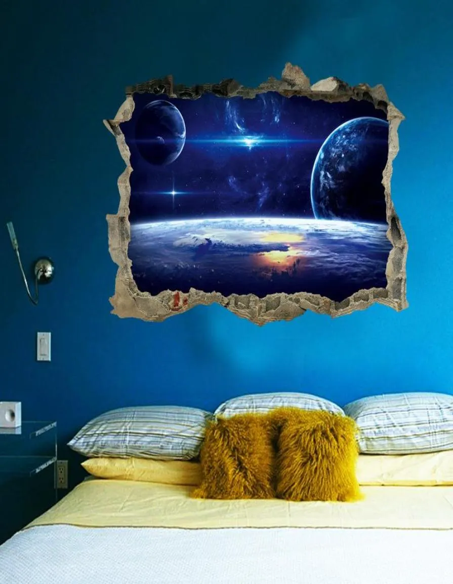 Wall Stickers 3D Star Universe Series Broken For Kids Baby Rooms Bedroom Home Decoration Decals Mural Poster Sticker On The1627136