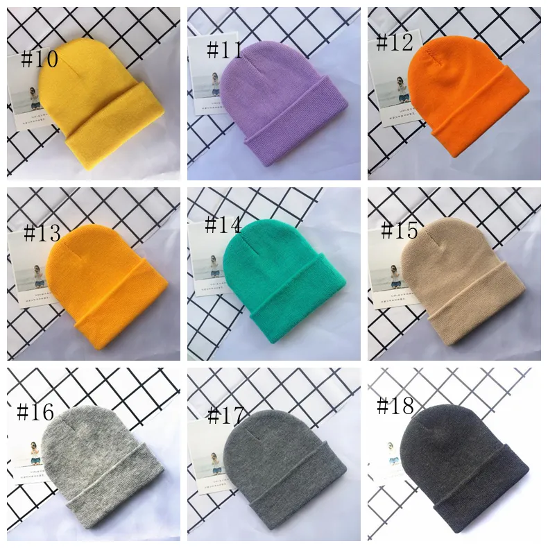 Kids Winter Beanies Hats Warm Cold Weather Woolen Hat Solid Acrylic Knit Stretchy Caps for Boys and Girls DW6814