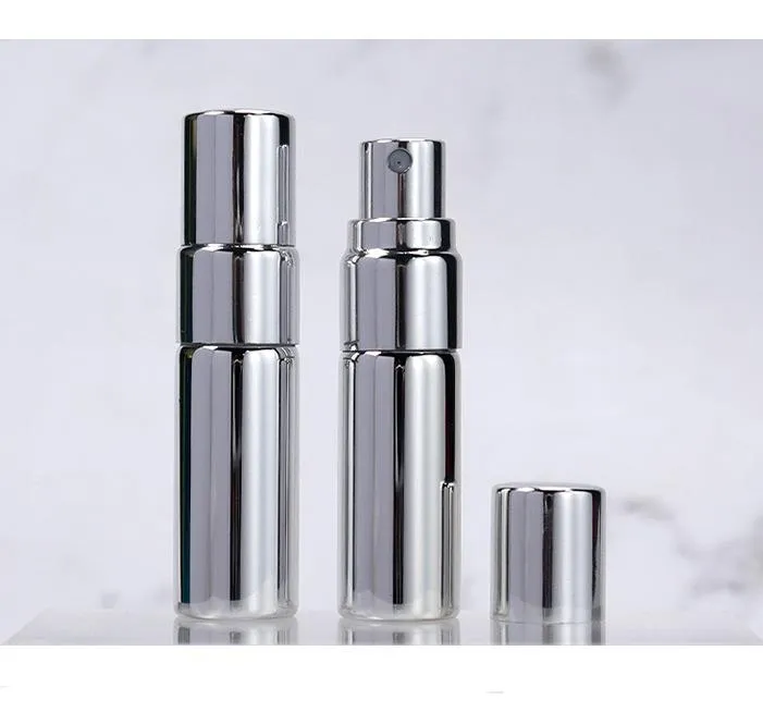 3ml Mini Perfume Bottle Aluminium Spray Atomizer Bottles Sample Empty Gold Silver Black Glass Vials SN4513