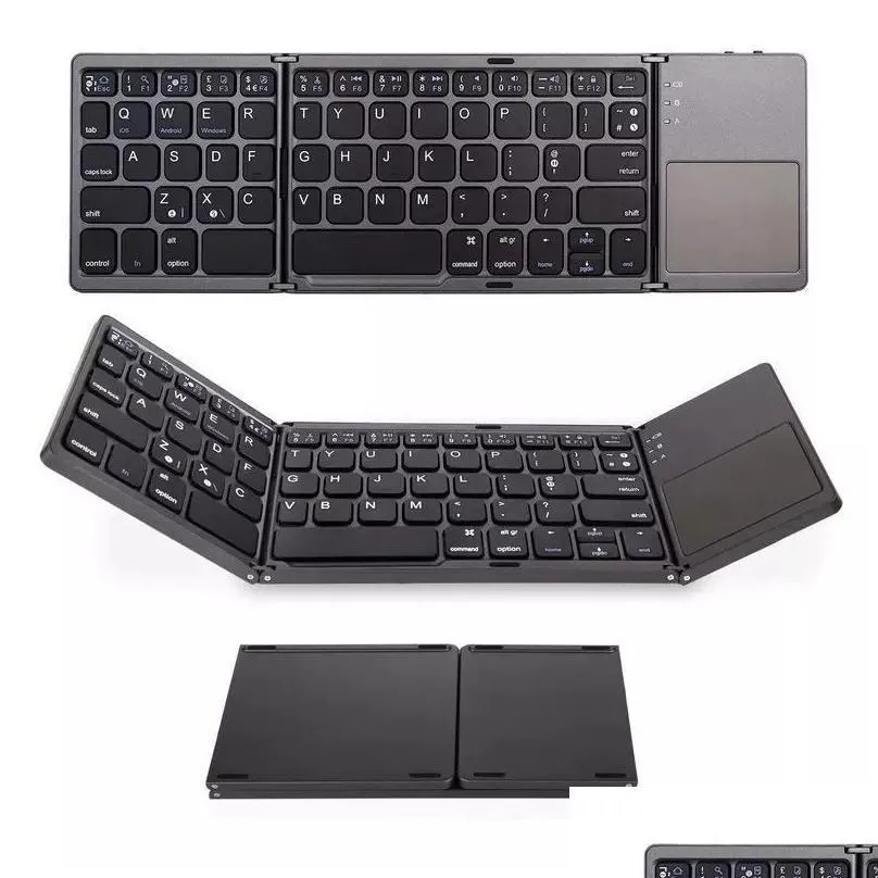 Claviers sans fil Bluetooth trois clavier pliant ordinateur de bureau systèmes de support portables Tra-Thin B033 livraison directe en gros com Dhwgz