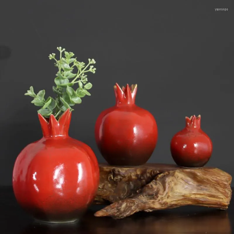 Vase Ceramic Red Pomeglanate Vase Phnom Penhデスクトップフラワーアレンジメントマルチサイズシミュレーションクラフト装飾水耕栽培