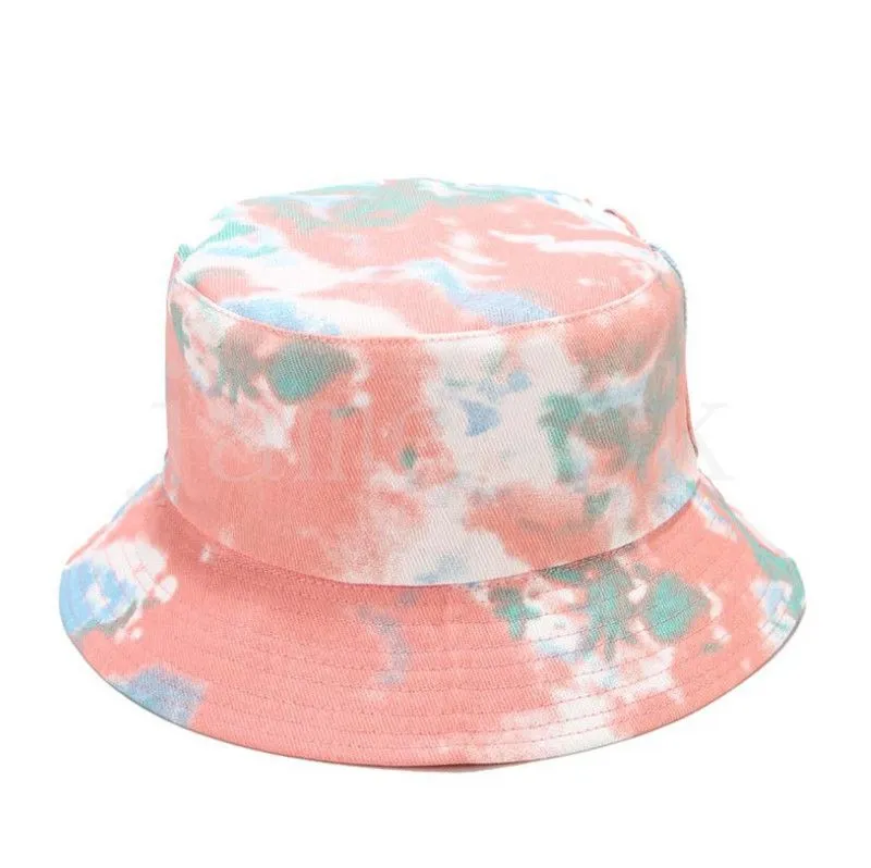 Wholesale ins Tie Dye Summer Bucket Hat for Women Men Fashion Reversible Bob Ladies Panama Skateboard Sun caps Fisherman Hat DB408