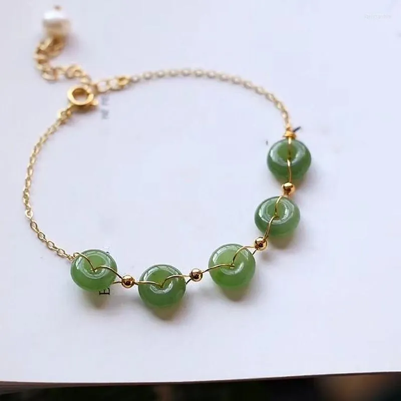 Strand Wholesale Joursneige Green Natural Stone Bracelets Safety Bouton avec charme chanceux pour les femmes Bijoux de bracelet cadeau